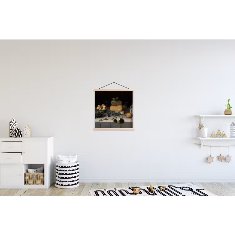 Stilleven met kazen - Schilderij van Floris Claesz. van Dijck textielposter latten blank klein -kinderkamer