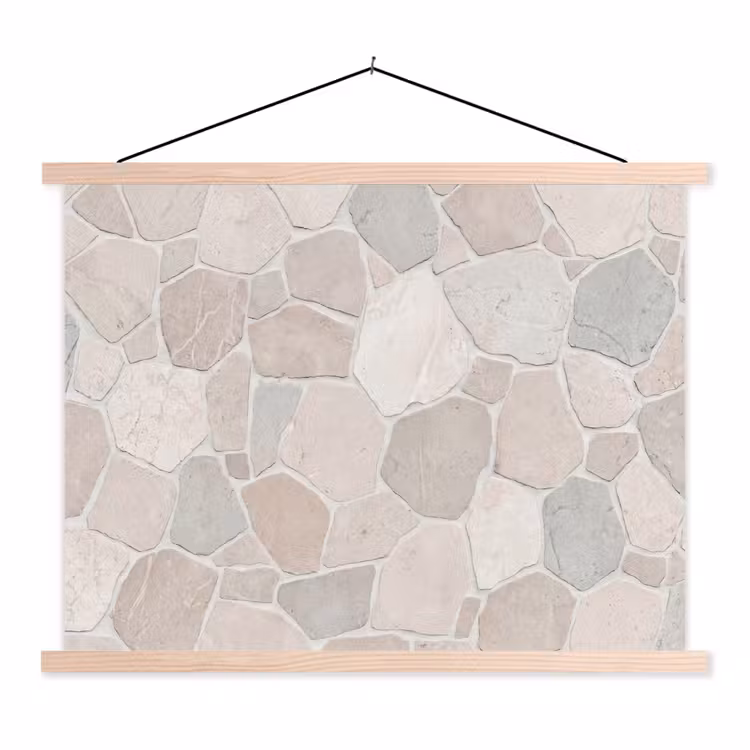 Steen - Patroon - Textuur - Beige textielposter latten blank klein -3d