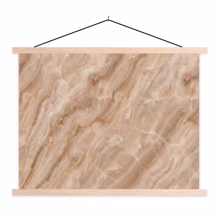 Steen - Ader - Natuur - Modern - Beige textielposter latten blank klein -3d