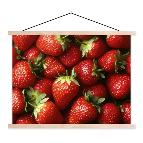 Aardbei - Fruit - Rood textielposter latten blank klein -3d