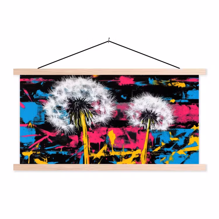 Street Art - Kleurrijk - Muur textielposter latten blank klein -3d