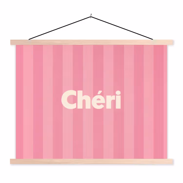 Gestreept - Roze - Chéri textielposter latten blank klein -3d