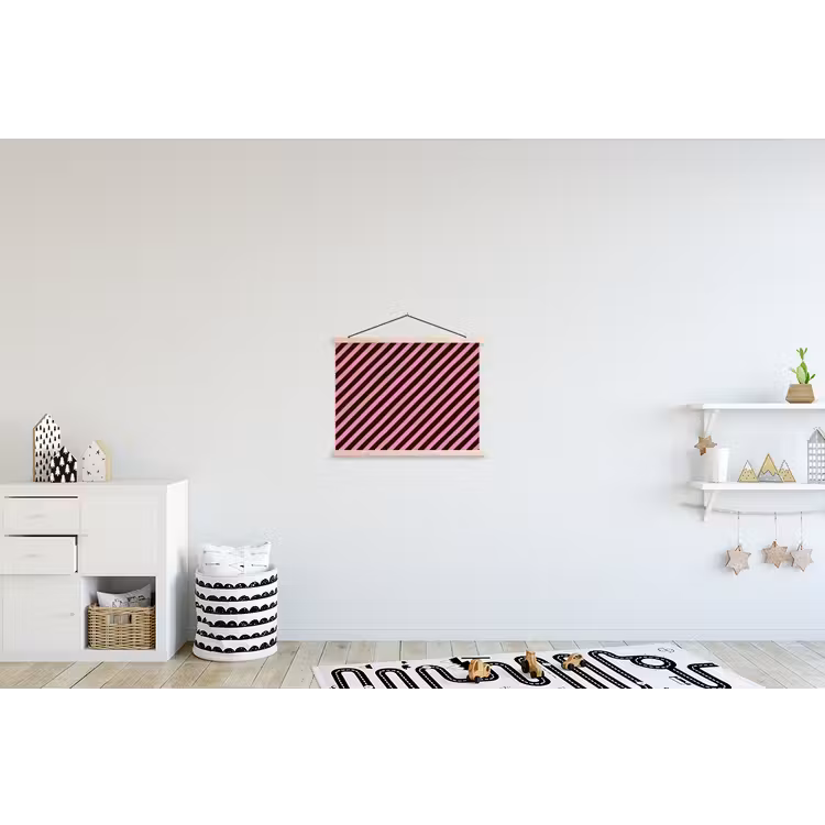 Strepen - Roze - Bruin textielposter latten blank klein 122 -kinderkamer