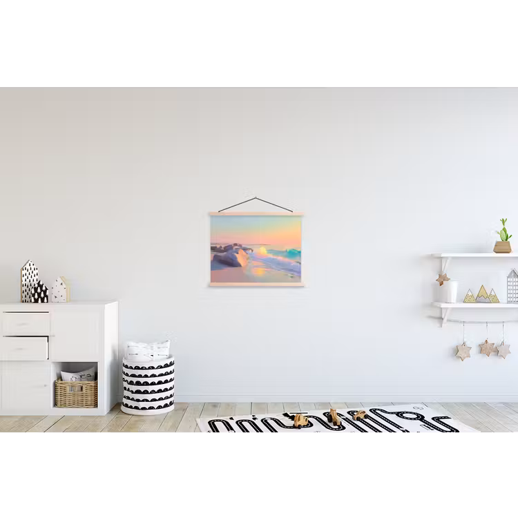 Zomerlicht - Strand - Fonkelende accenten textielposter latten blank klein -kinderkamer