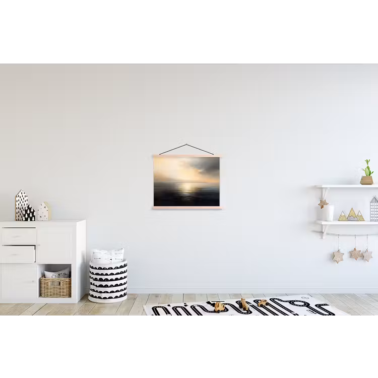 Zon - Horizon - Zee textielposter latten blank klein -kinderkamer