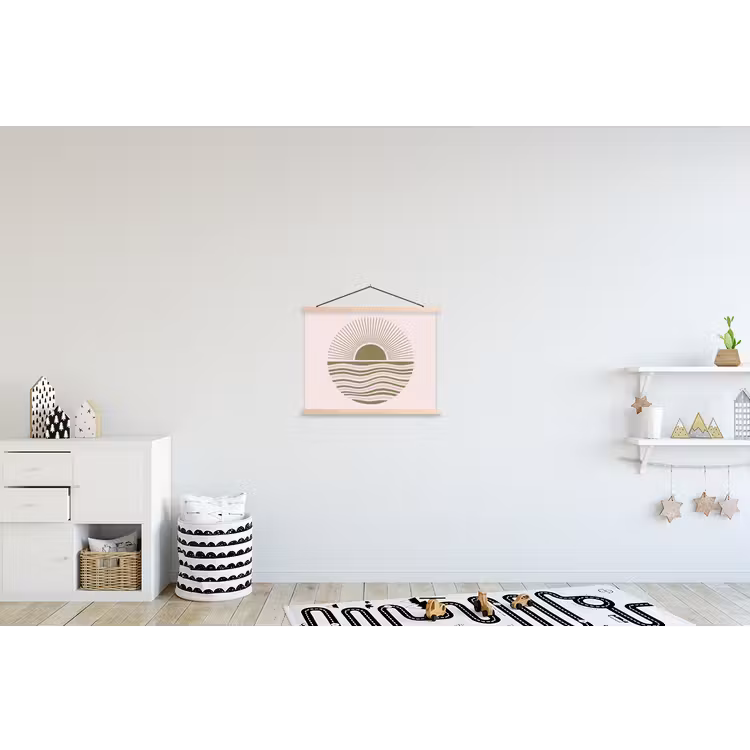 Zon - Zee - Abstract - Modern - Roze textielposter latten blank klein -kinderkamer
