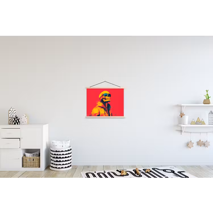 Zonnebril - Schedel - Jas - Rood textielposter latten blank klein -kinderkamer