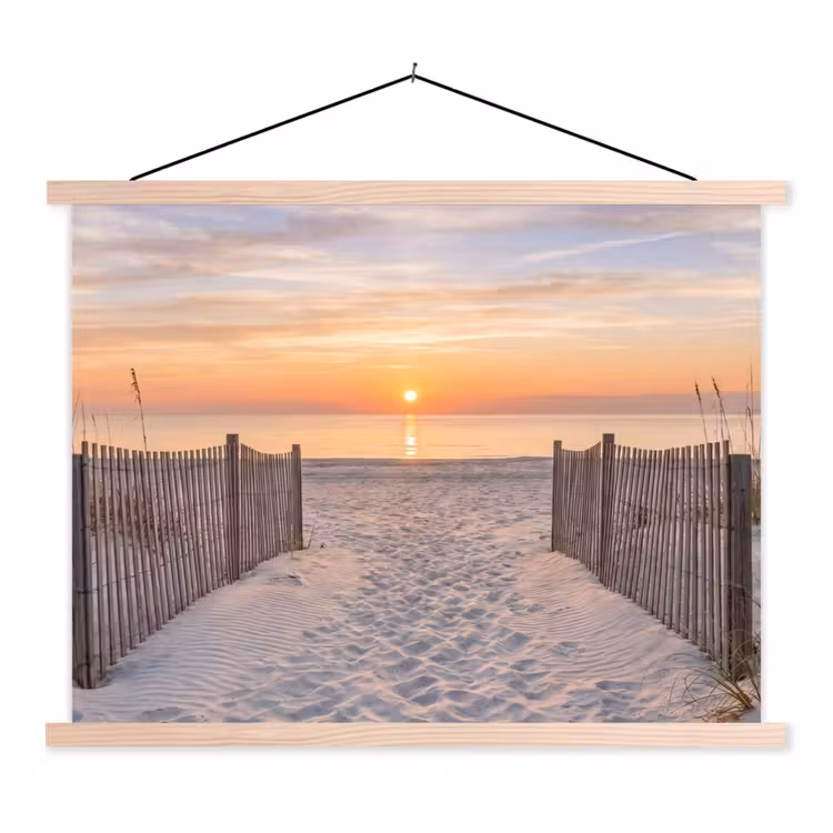 Zonsondergang - Strand - Zand textielposter latten blank klein -3d