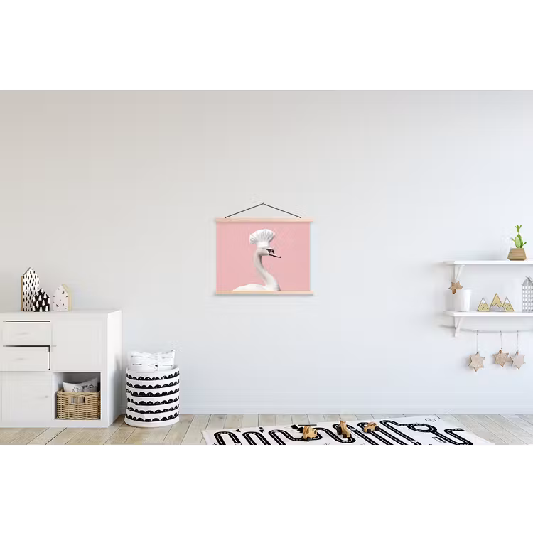 Zwaan - Koksmuts - Mooi - Klassiek textielposter latten blank klein -kinderkamer
