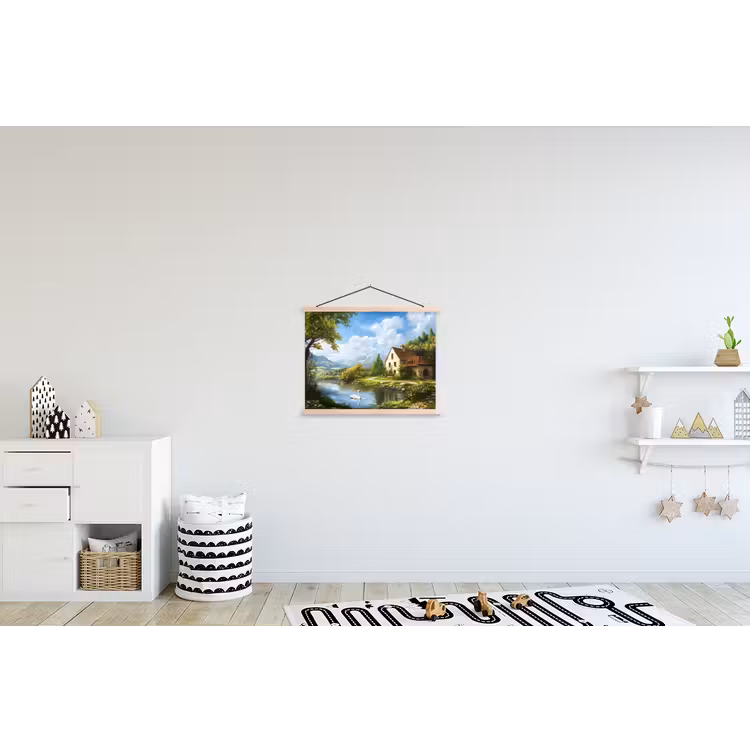 Zwaan - Bomen - Rust textielposter latten blank klein -kinderkamer