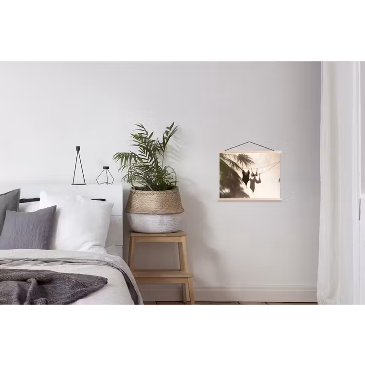 Badkleding - Palmbomen - Schaduw - Tropisch textielposter latten blank klein -woonkamer