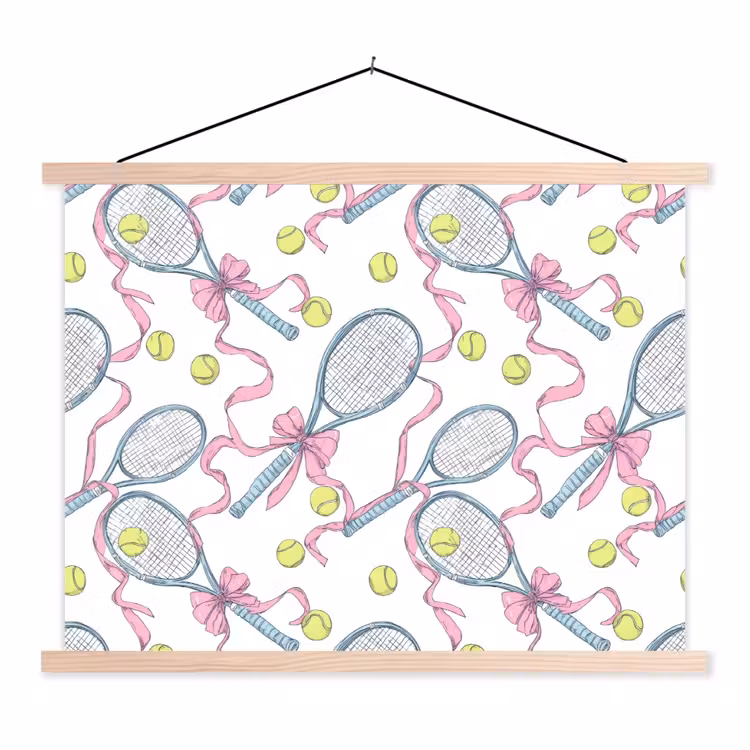 Tennis - Strikken - Kleurrijk textielposter latten blank klein 122 -3d