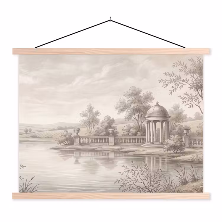 Terras - Water - Natuur - Landschap textielposter latten blank klein -3d