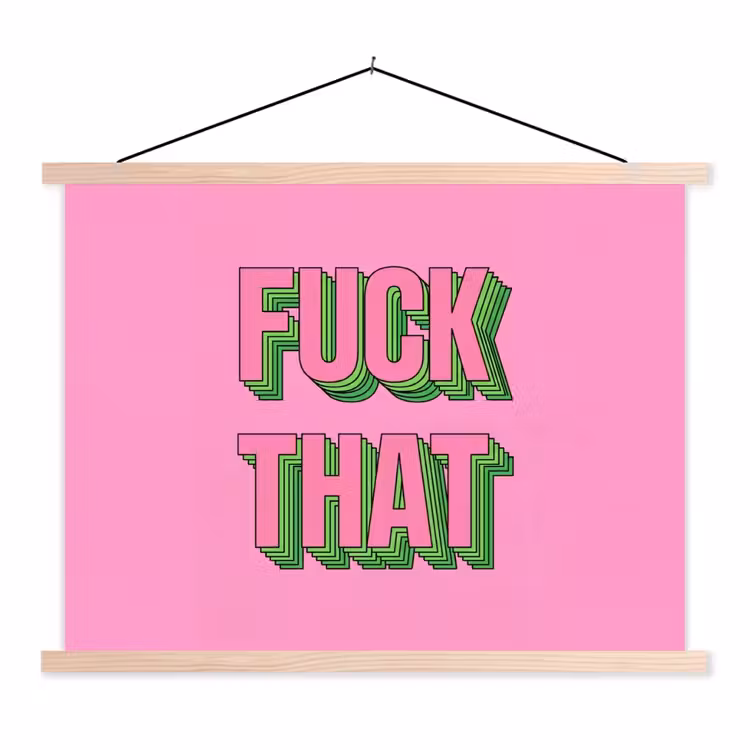 Tekst - Bold - Roze textielposter latten blank klein -3d