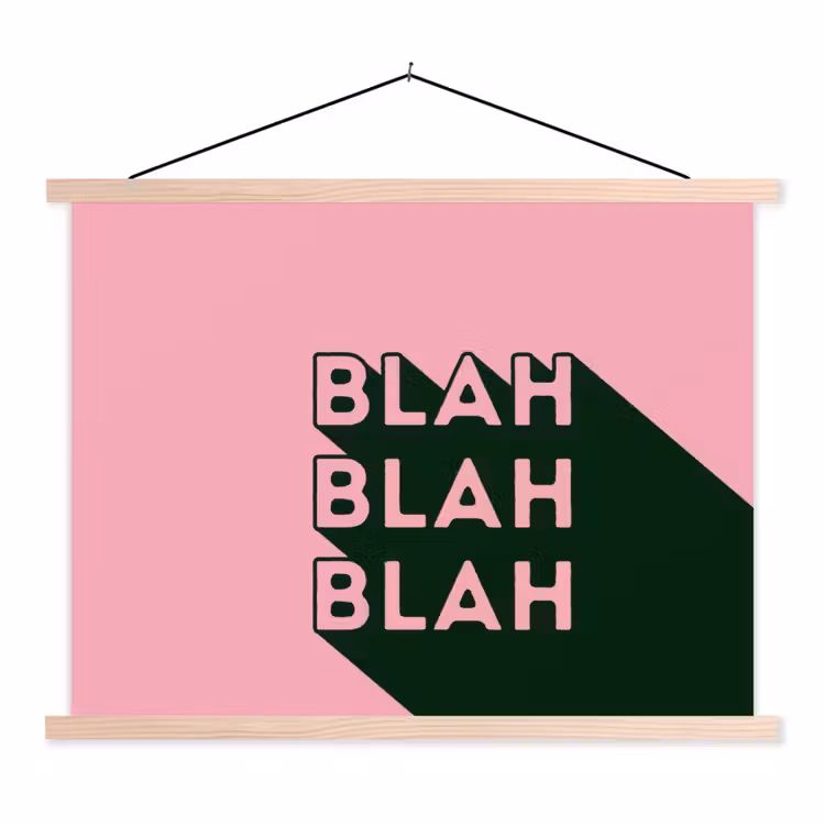 Tekst - Grafisch - Groen - Schaduw textielposter latten blank klein -3d
