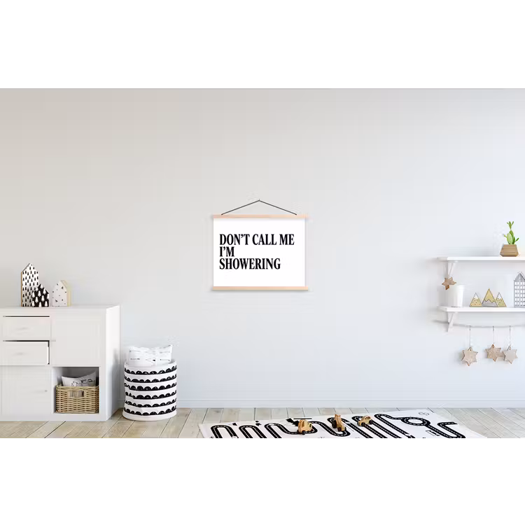 Tekst - Modern - Zwart - Wit textielposter latten blank klein -kinderkamer