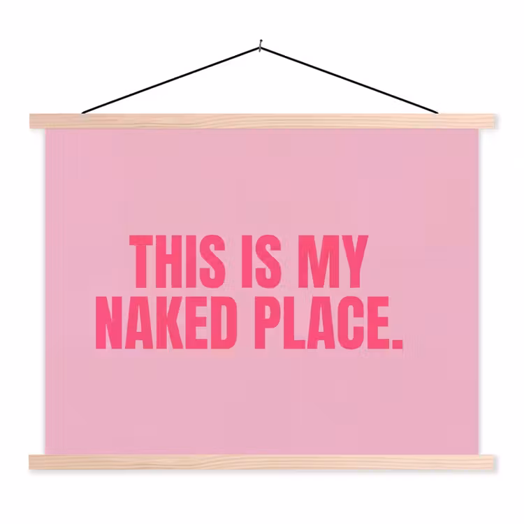 Tekst - Modern - Roze textielposter latten blank klein -3d