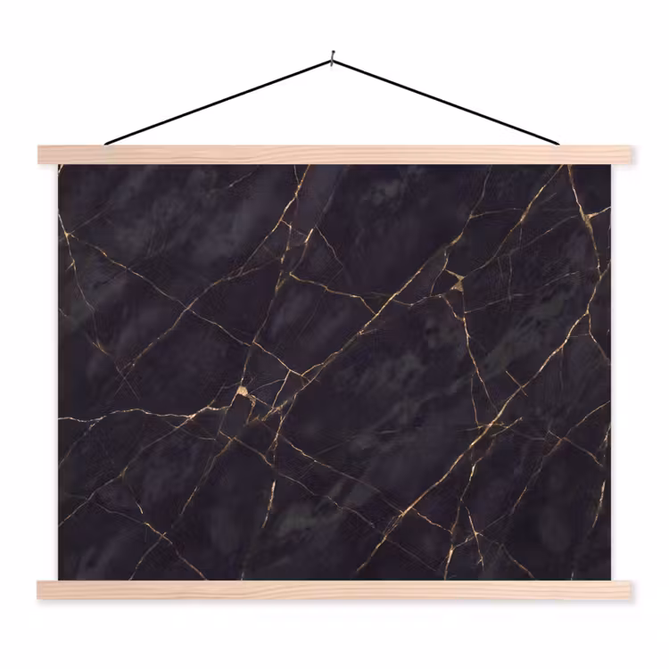 Textuur - Gouden lijnen - Abstract - Modern - Zwart textielposter latten blank klein -3d