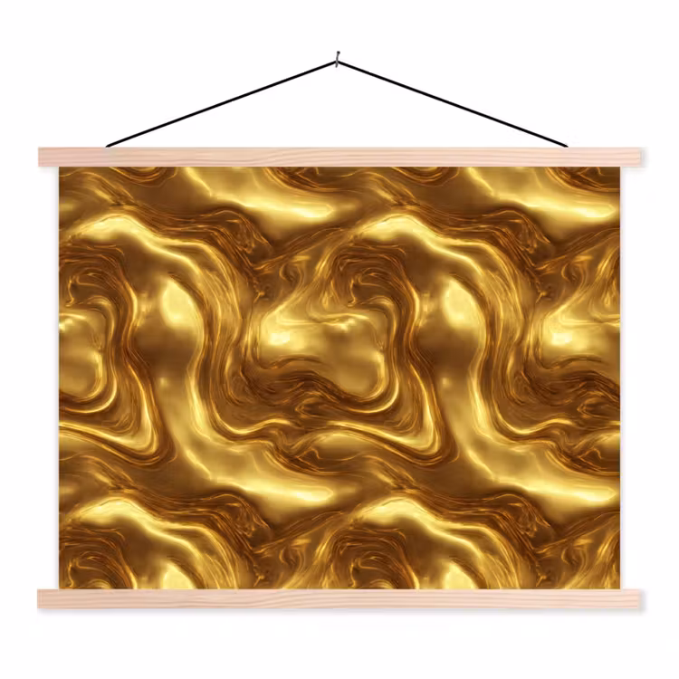 Textuur - Vloeibaar - Organisch - Goud textielposter latten blank klein 122 -3d