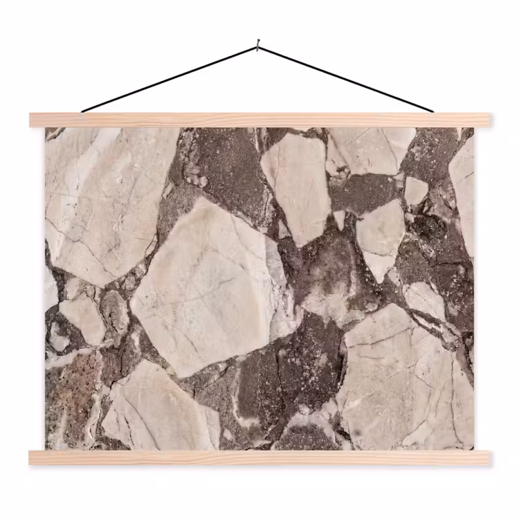 Textuur - Marmer - Abstract - Beige - Bruin textielposter latten blank klein -3d