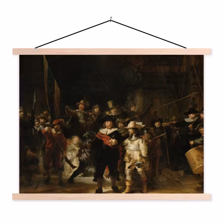 De nachtwacht - Kunst - Oude meesters - Rembrandt textielposter latten blank klein -3d