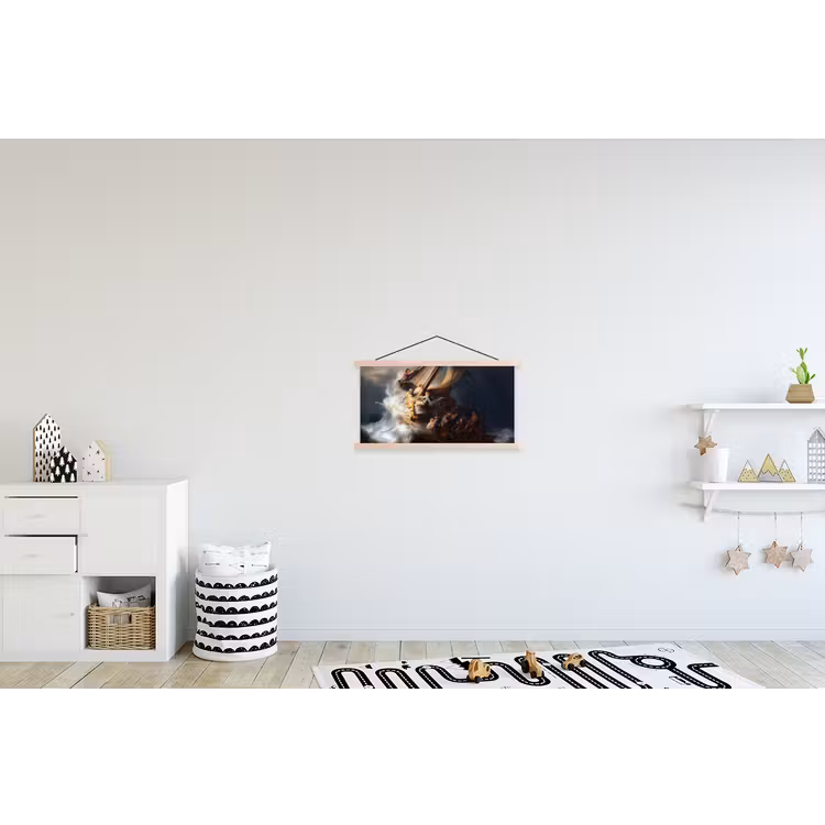 De storm op het meer van Galilea - Rembrandt van Rijn textielposter latten blank klein -kinderkamer