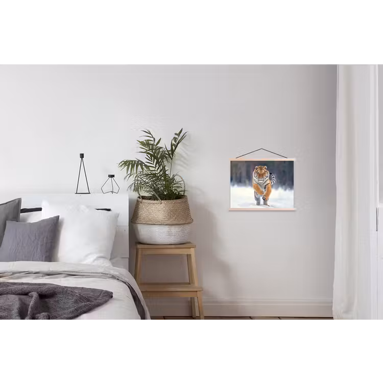 Tijger - Landschap - Sneeuw - Winter - Dieren textielposter latten blank klein -woonkamer