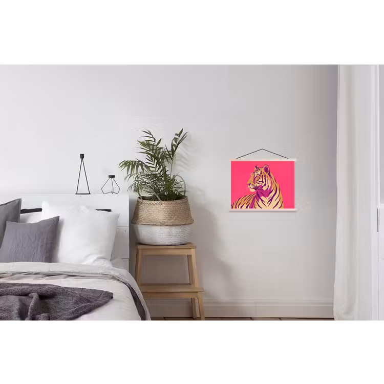 Tijger - Modern - Neon textielposter latten blank klein -woonkamer