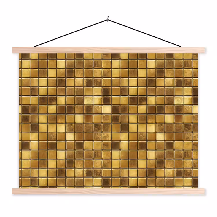 Tegels - Mozaïek - Luxe - Warm Goud textielposter latten blank klein 122 -3d