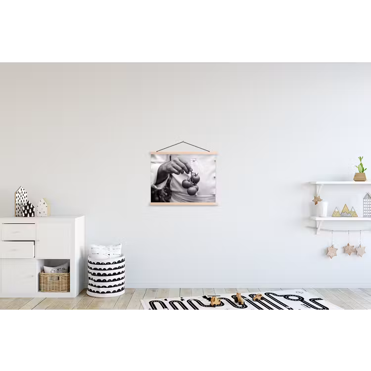 Tomaten - Chef - Zwart - Wit textielposter latten blank klein -kinderkamer
