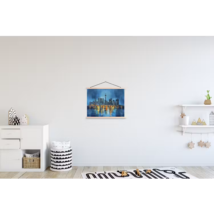 Skyline Toronto - Water - Stadslichten - Toren textielposter latten blank klein -kinderkamer