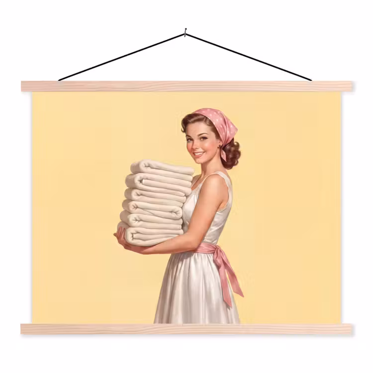 Handdoeken - Vrouw - Jurk - Roze textielposter latten blank klein -3d