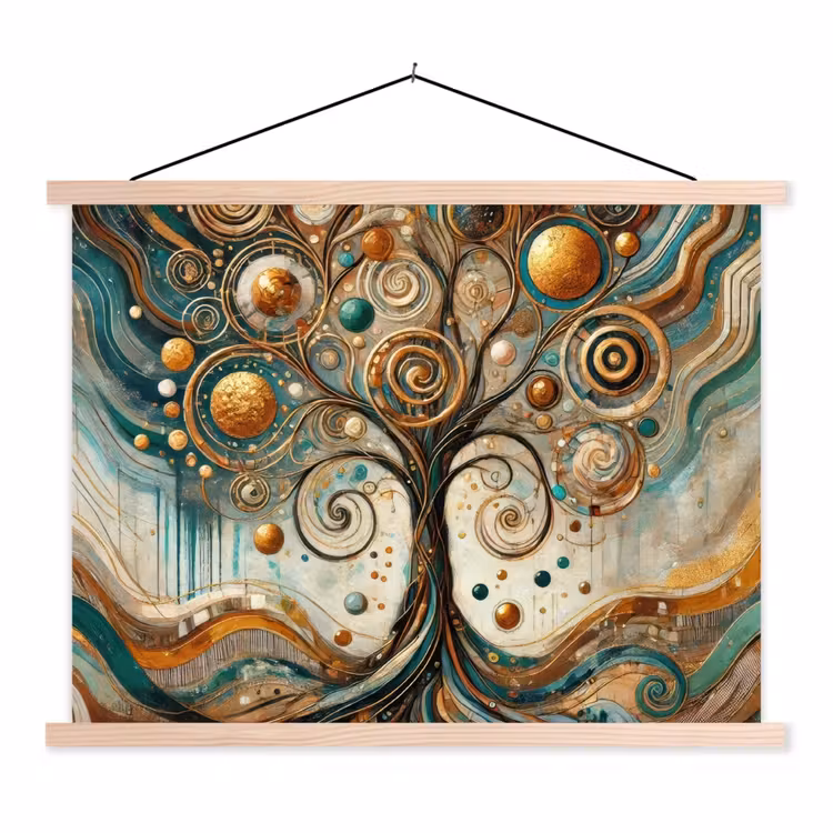 Levensboom - Boom - Abstract - Modern textielposter latten blank klein -3d