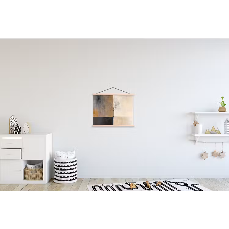 Boom - Vlakken - Takken - Kleurverloop textielposter latten blank klein -kinderkamer