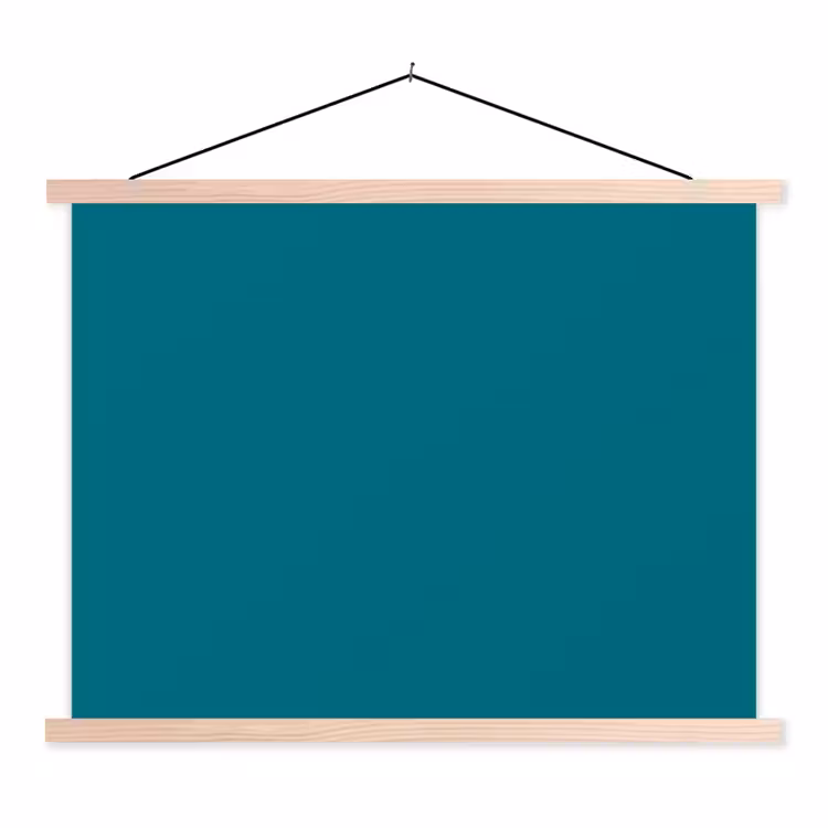 Tropical - Peacock - Blauw textielposter latten blank klein 122 -3d