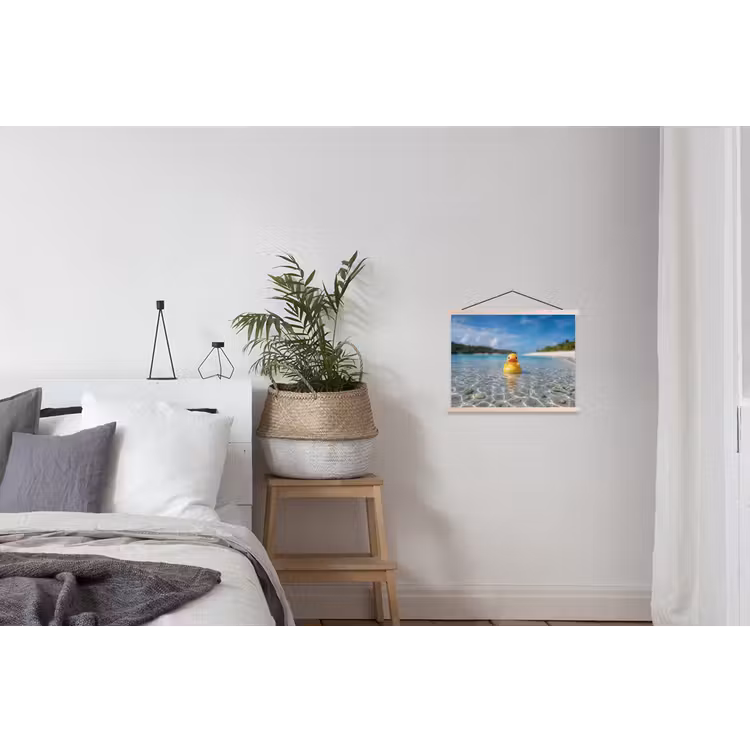 Tropisch - Badeend - geel textielposter latten blank klein -woonkamer
