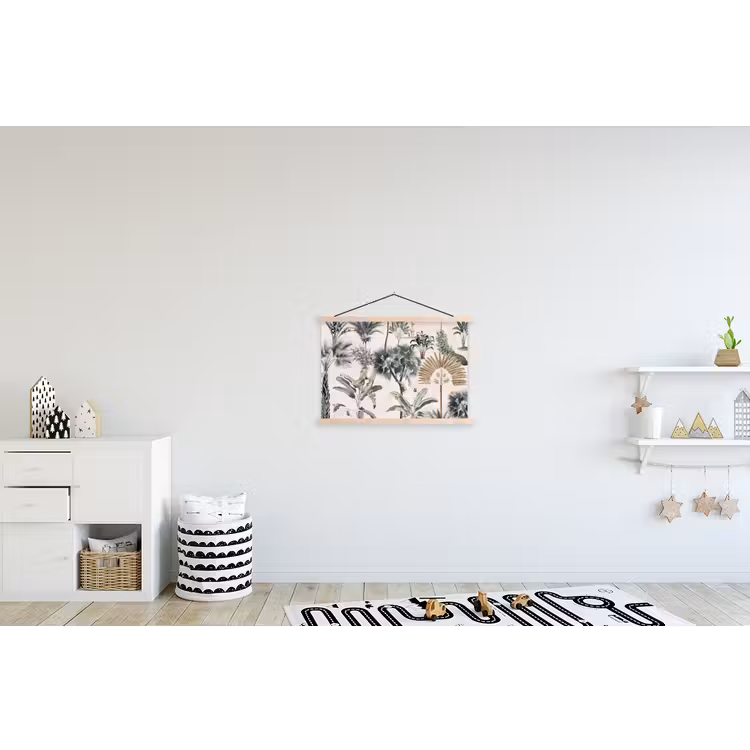 Tropisch - Bomen - Bladeren - Jungle textielposter latten blank klein -kinderkamer