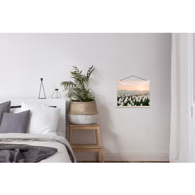 Tulpen - Landschap - Wit textielposter latten blank klein -woonkamer