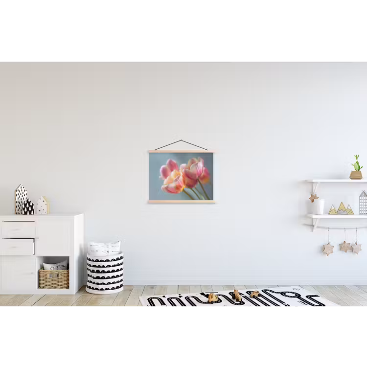Tulpen - Roze - Stelen textielposter latten blank klein -kinderkamer