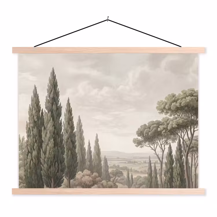 Vallei - Bos - Natuur - Groen textielposter latten blank klein -3d