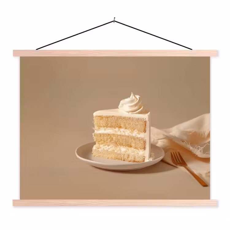 Vanilletaart - Cake - Romig textielposter latten blank klein -3d