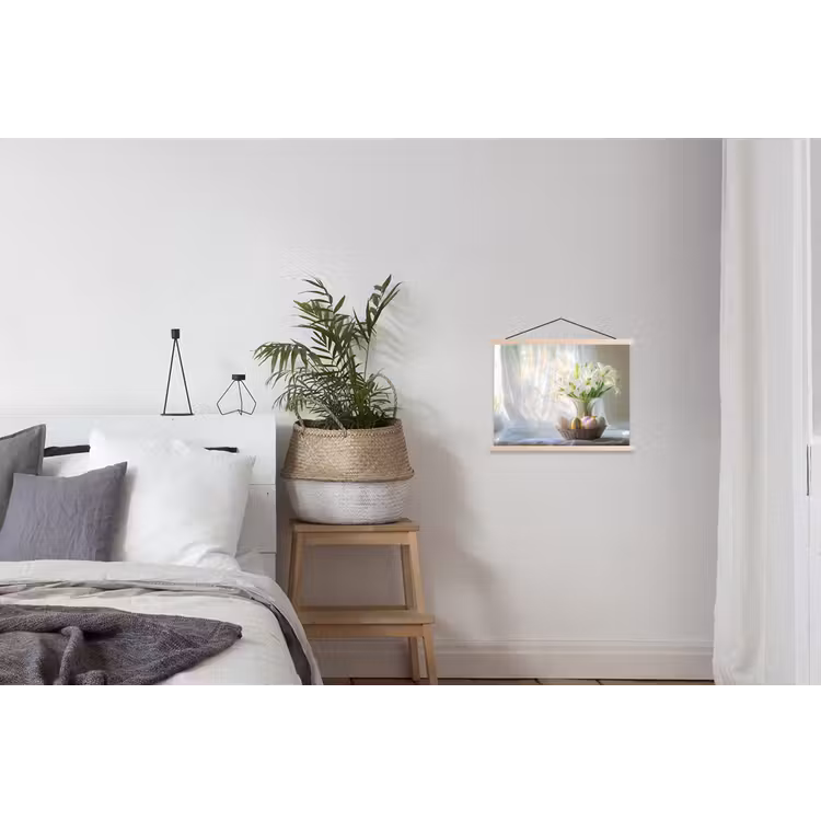 Vaas - Eieren - Bloemen textielposter latten blank klein -woonkamer