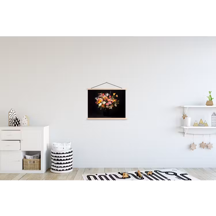 Vaas - Bloemen - Tulpen textielposter latten blank klein -kinderkamer