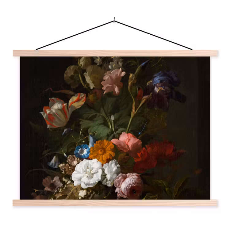 Vaas met bloemen - Schilderij van Rachel Ruysch textielposter latten blank klein -3d