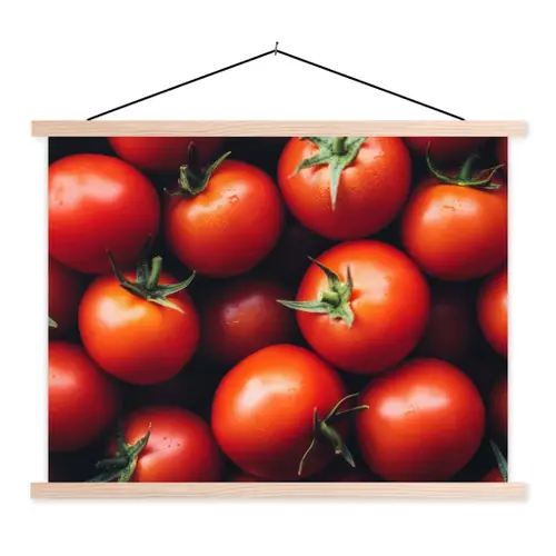 Groente - Rood - Tomaten textielposter latten blank klein -3d