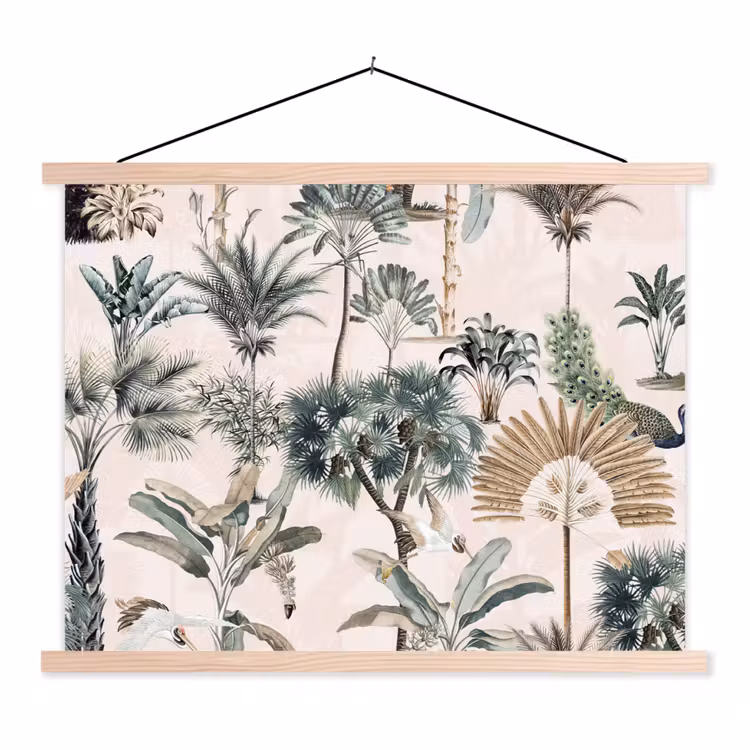 Inductie afdekplaat - Vintage - Jungle - Dieren - Natuur - Inductie beschermer textielposter latten blank klein -3d