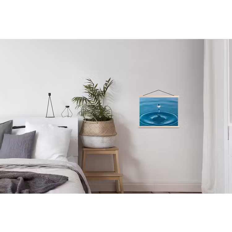 Waterdruppel - Water - Oppervlakte textielposter latten blank klein -woonkamer