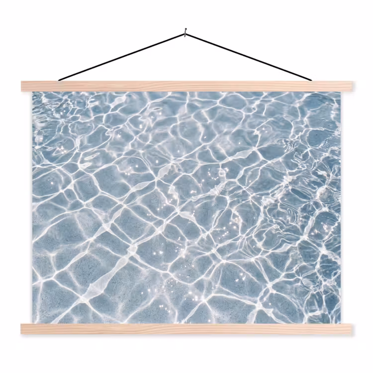 Water - Reflectie - Zonlicht textielposter latten blank klein -3d
