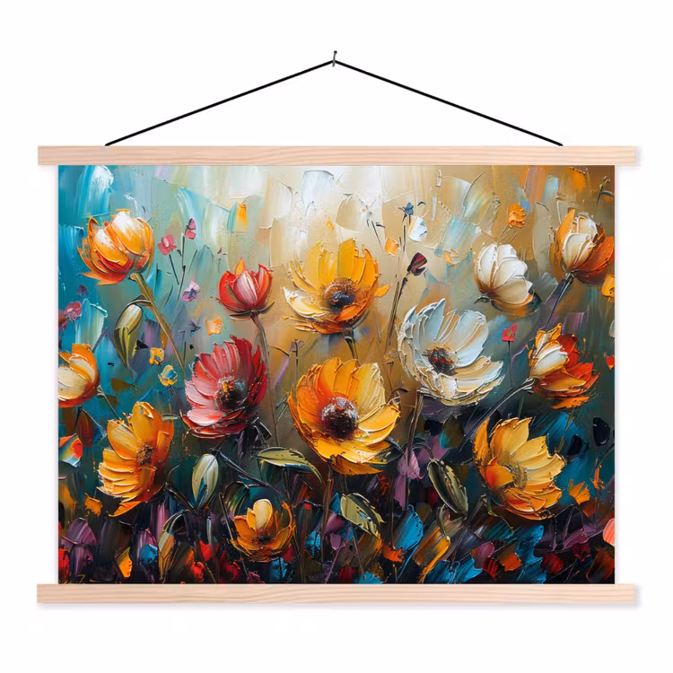 Watercolor - Bloemen - Kunst - Modern textielposter latten blank klein -3d