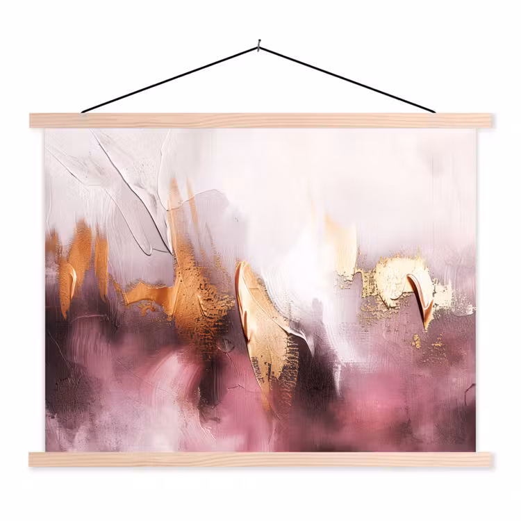Watercolor - Goud - Roze - Abstract - Kunst textielposter latten blank klein -3d